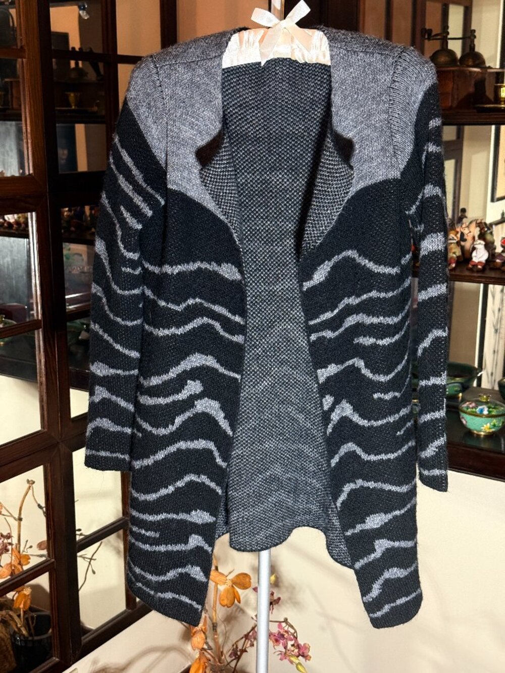 Elisabetta Collection Cardigan Made in Italy Wool Alpaca Zebra Animal Luxury